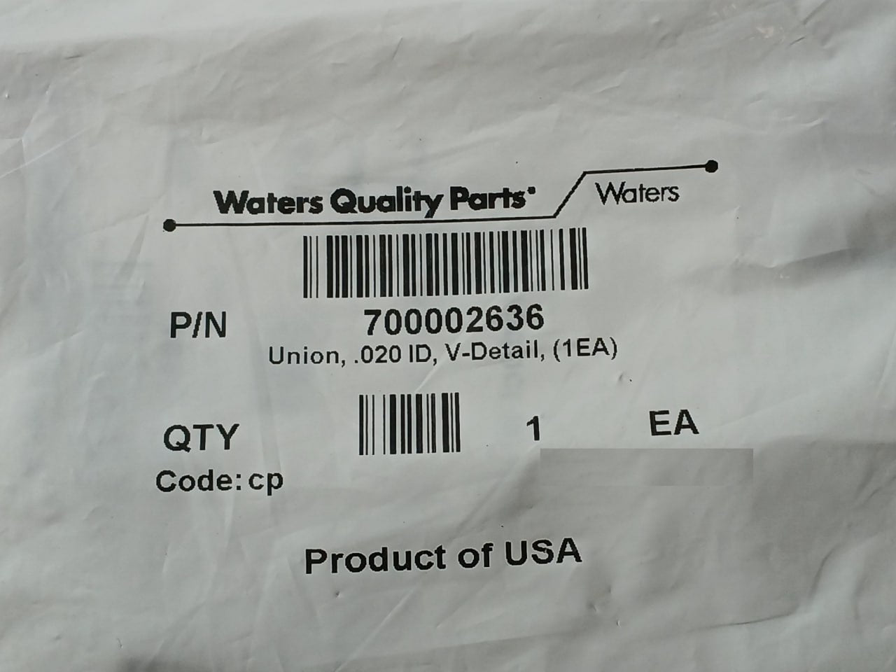 Waters 405003460 Stainless Steel Poppet Check Valve 700002636