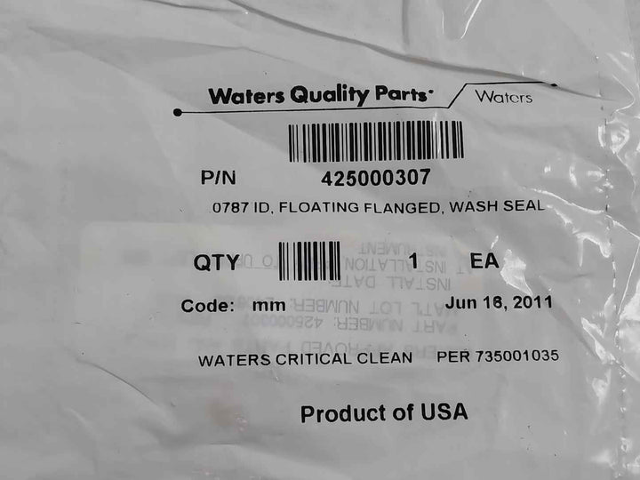Waters 425000307 Plunger Rod Sealing Ring Rev. H