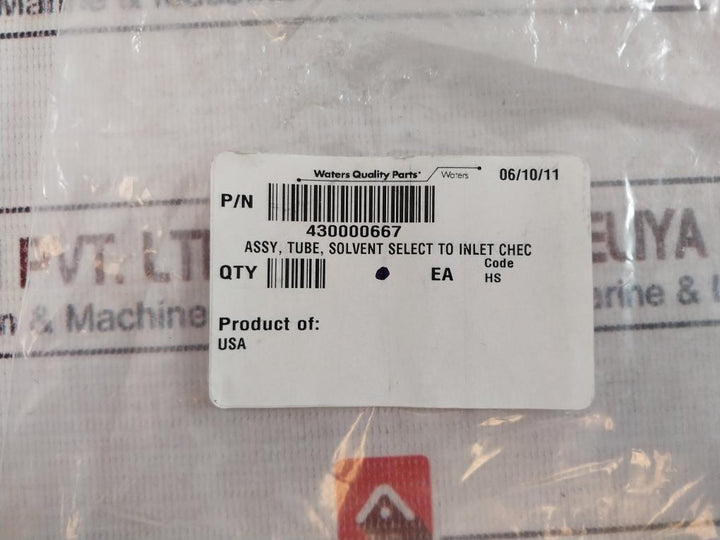 Waters 430000667 Tube Assembly Solvent Select To Inlet Chec
