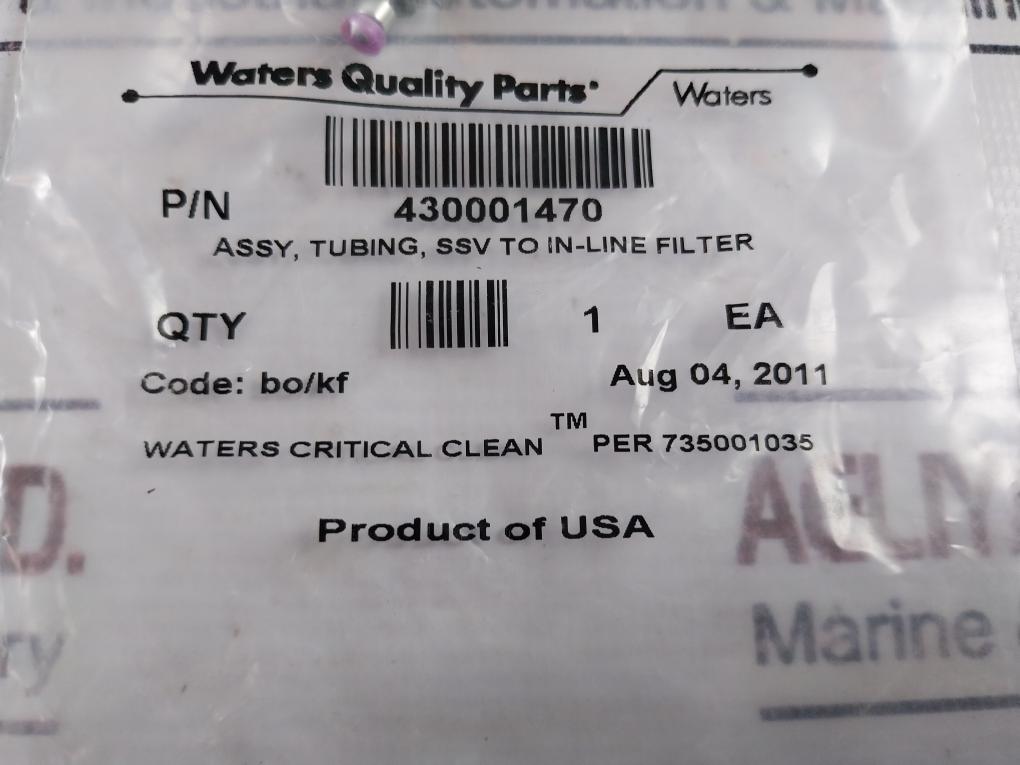 Waters 430001470 Solvent Select Valve To In-line Filter Tubing Assy Code: Bo/Kf