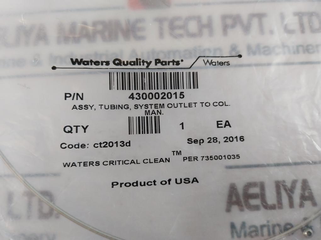 Waters 430002015 Tubing Assembly System Outlet To Col. Man Ct2013D