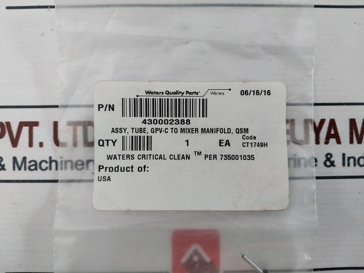 Waters 430002388 Gpv-c To Mixer Manifold Tube Assy Ct1749H