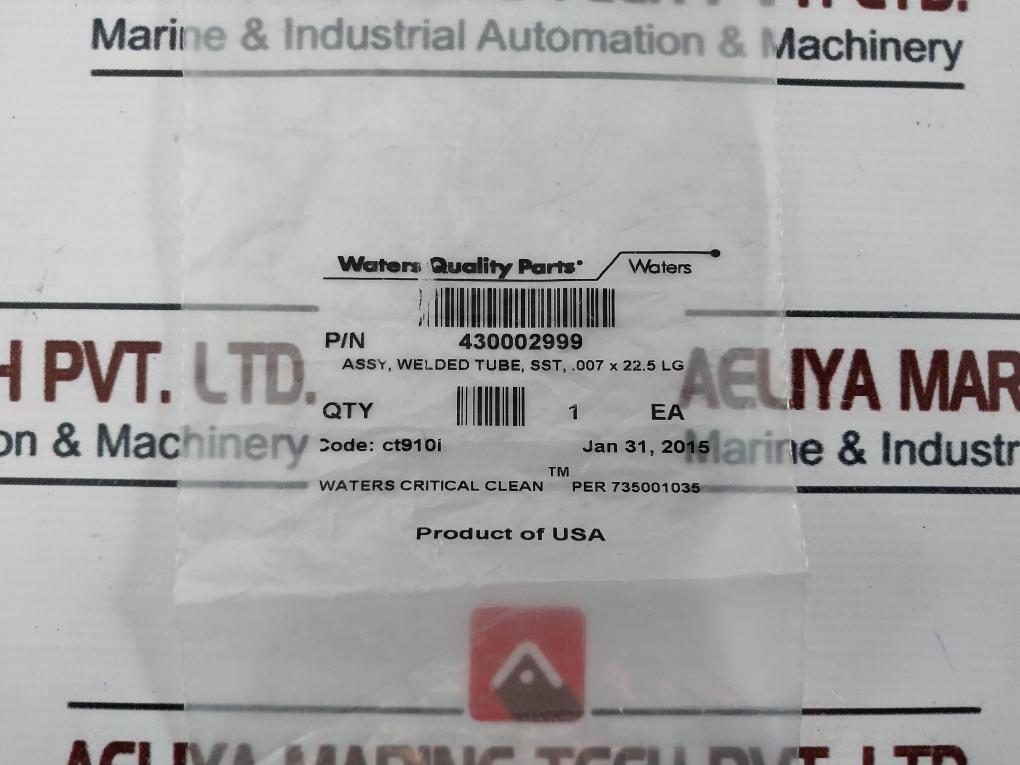 Waters 430002999 Assy, Welded Tube, Sst, .007 X 22.5 Lg
