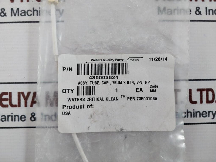 Waters 430003624 Tubing Assembly 75Um X 6 In, V-v , Hp Mm