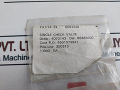 Waters 6063338 Single Check Valve 4070143