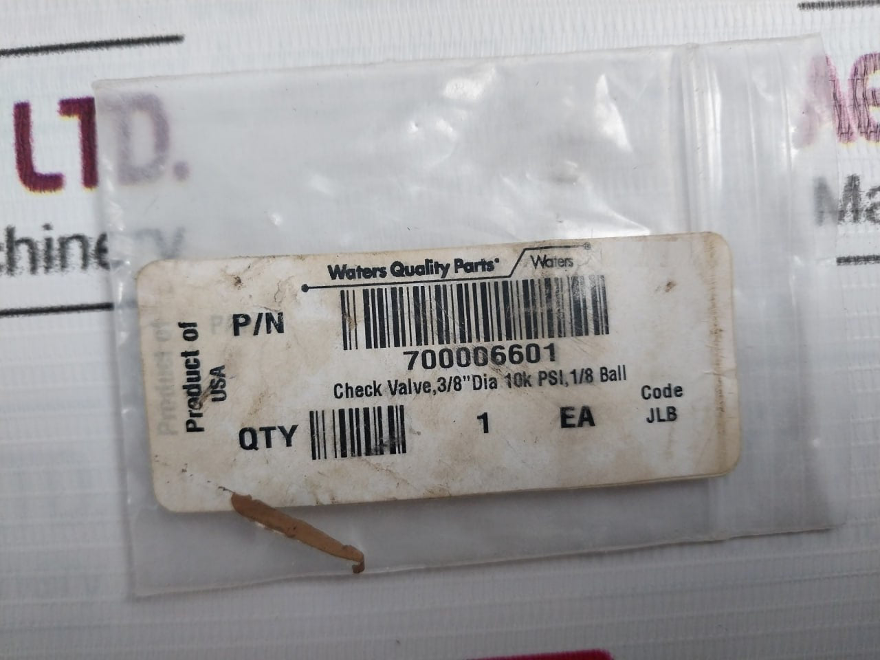 Waters 700006601 Check Valve 3/8