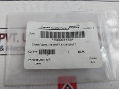 Waters 700007133 Check Valve, 1/4 MNPT X 1/4" MNPT