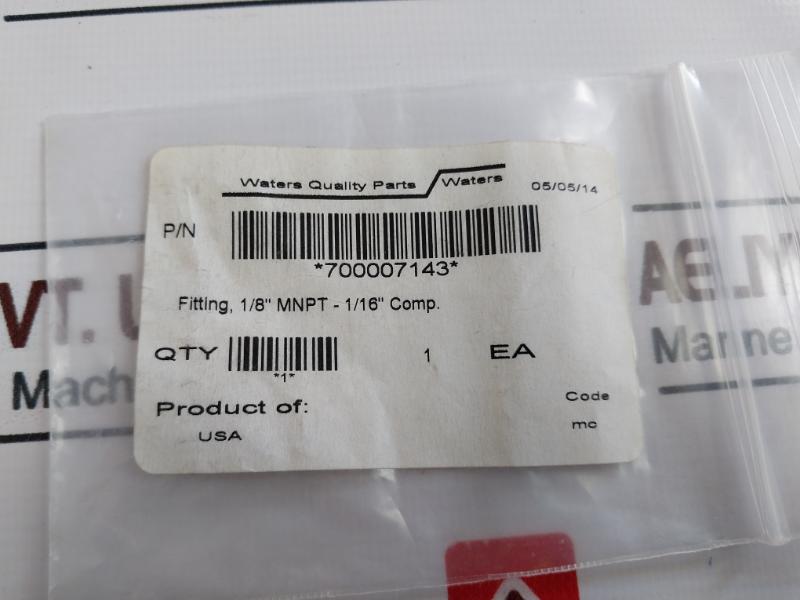 Waters 700007143 Fitting, 1/8” Mnpt- 1/16” Comp Connector