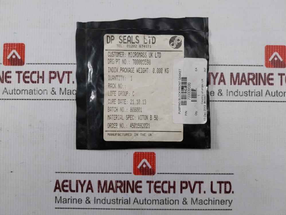 Waters 700009598 Gasket For Pumping Block Front