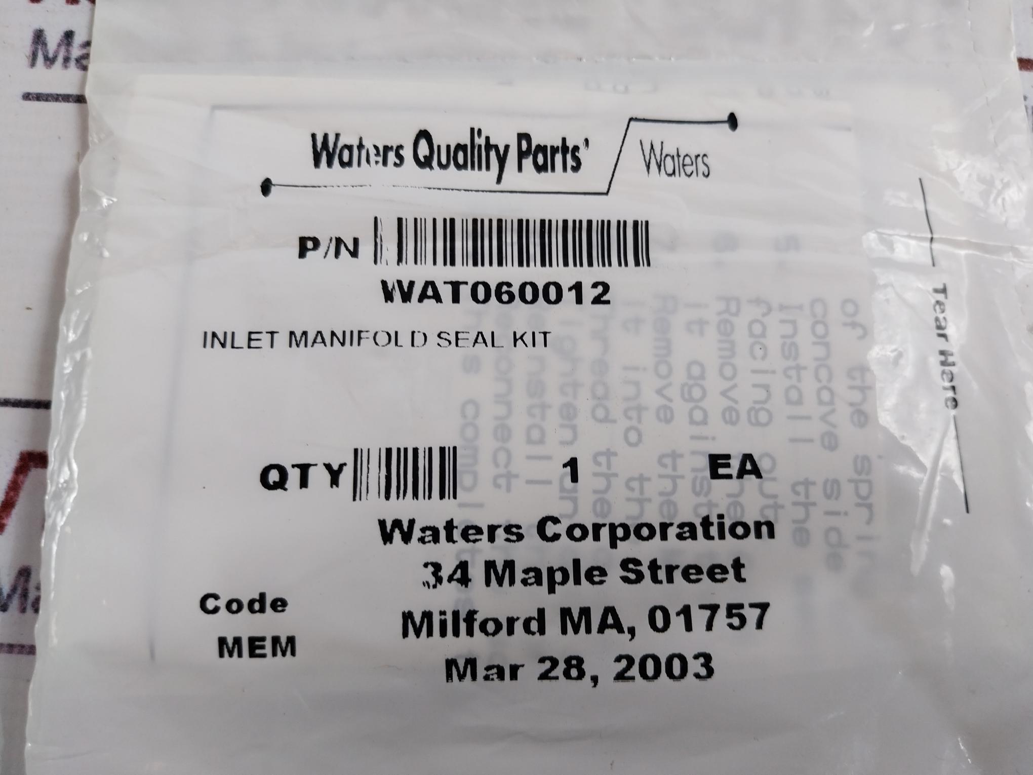 Waters Wat060012 Inlet Manifold Seal Kit Code: Mem