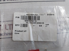 Waters Wat075215 1/16 Comp. Screw Ss Tee Code: Lt