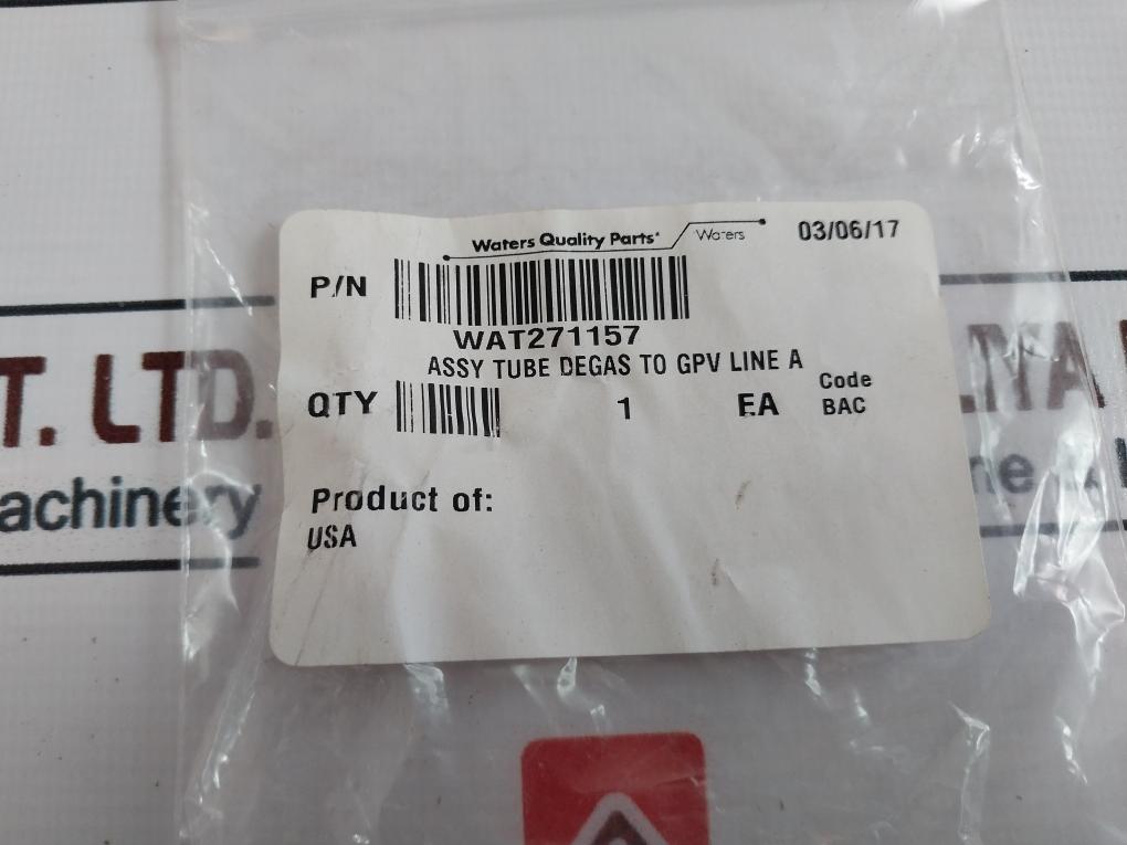 Waters WAT271157 Assembly Tube Degas To GPV Line A BAC