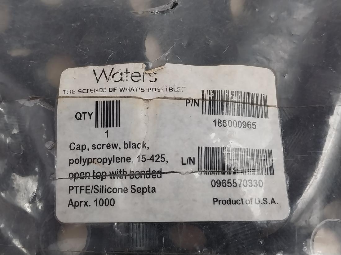 Waters 186000965 Black Screw Cap W/ Bonded Ptfe/Silicone Septum (1Lot = 1000Pcs)