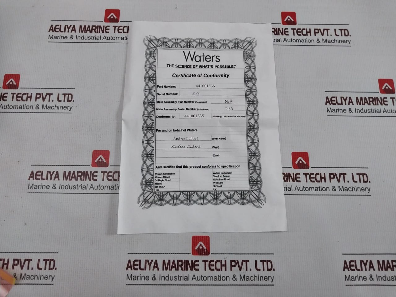 Waters 700010317 Prefilter Feedthrough Rev-c