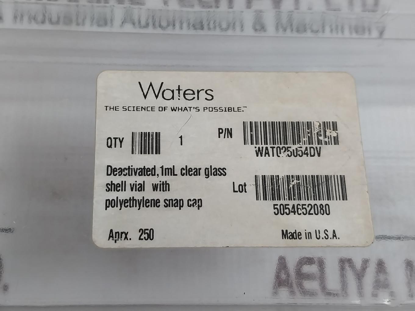Waters Wat025054Dv Deactivated 1Ml Clear Glass Shell Vial W/ Poly Snap Cap(1 Box=250 Bottle)