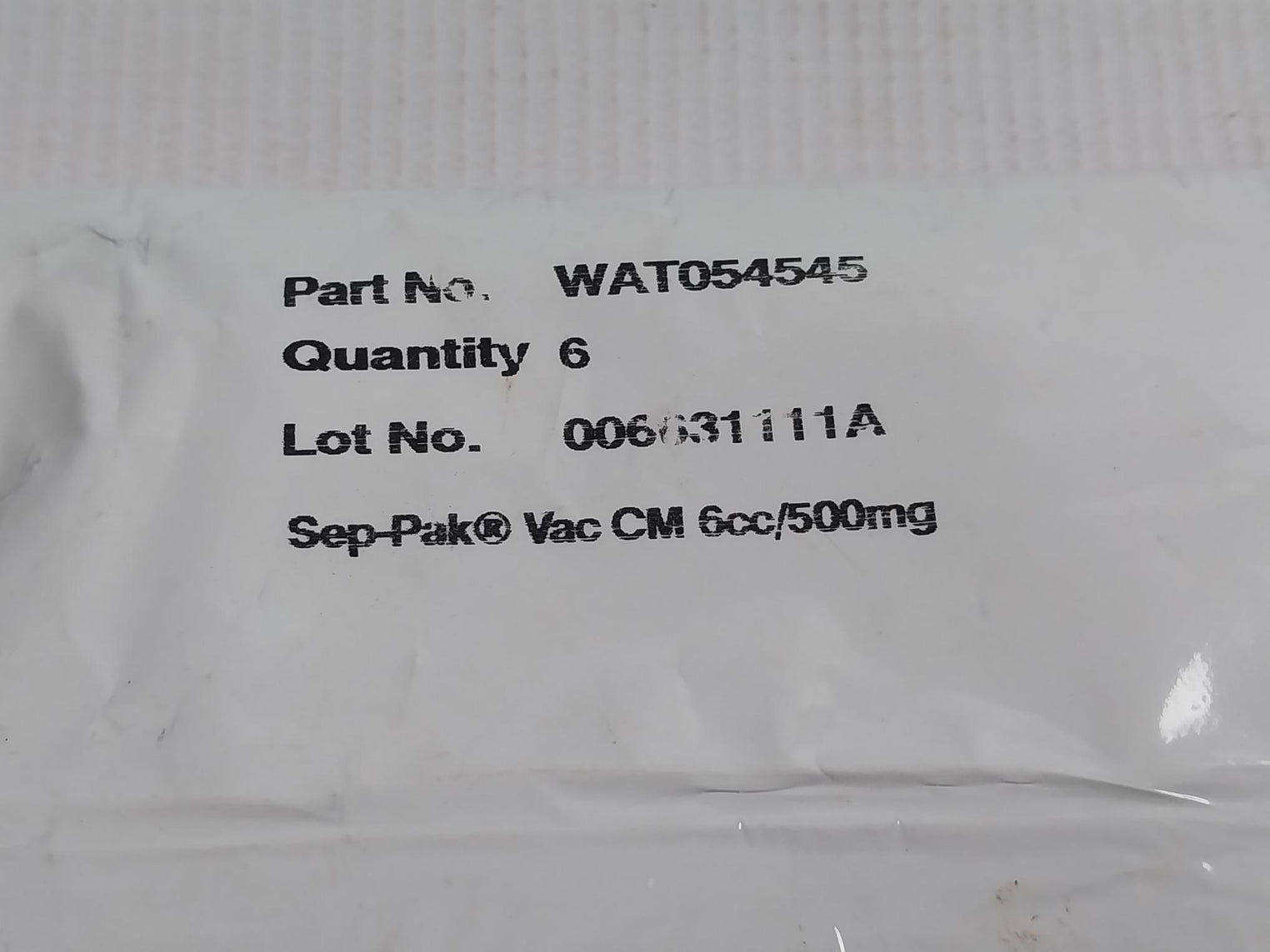 Waters Wat054545 Sep-pak Cartridge Vac Cm 6Cc/500Mg (1 Pkt = 6 Pcs)