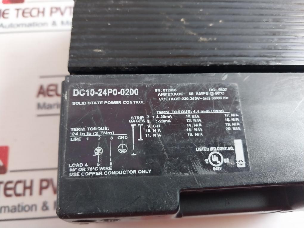 Watlow Dc10-24P0-0200 Solid State Power Control 55Amp 230-240V~ 50/60Hz