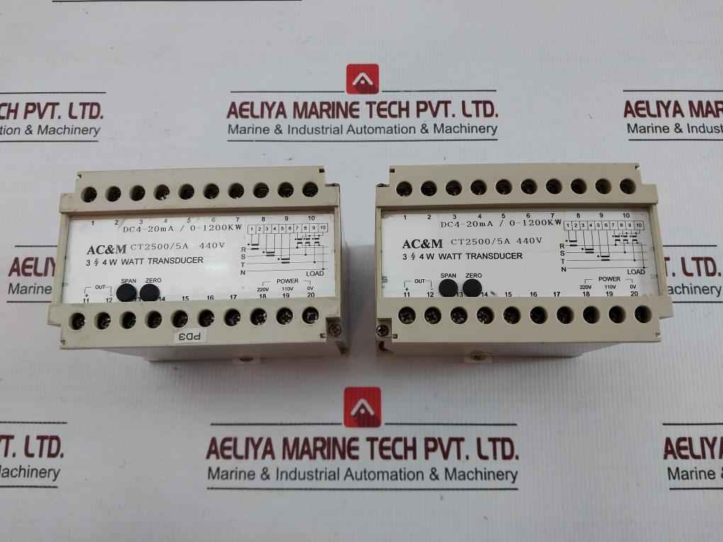 Watt Transducer Tdw-cybaca Input: 3 4W 440V Ct 2500/5A Ac&M