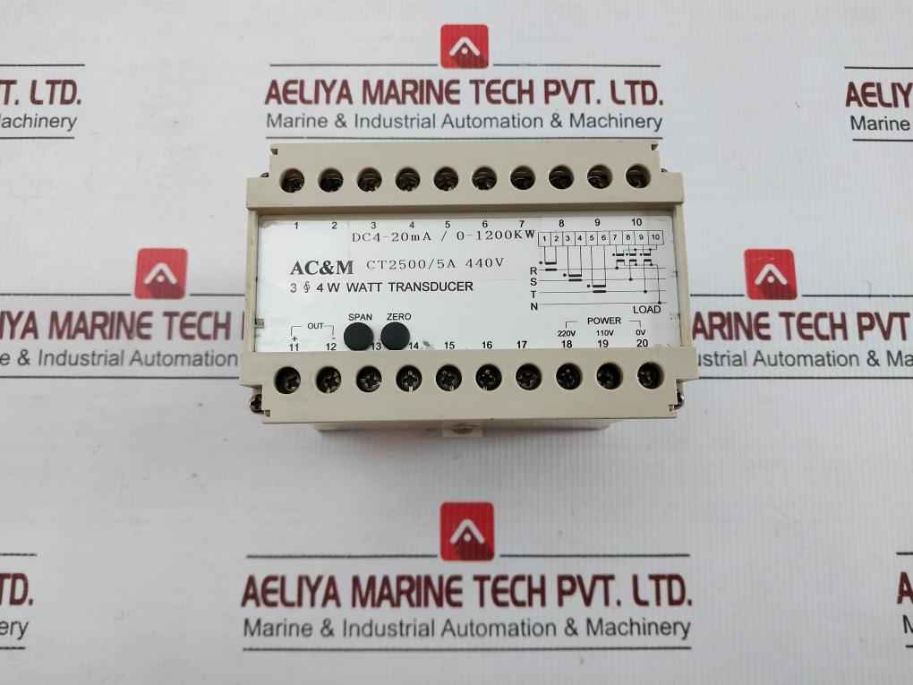 Watt Transducer Tdw-cybaca Input: 3 4W 440V Ct 2500/5A Ac&M