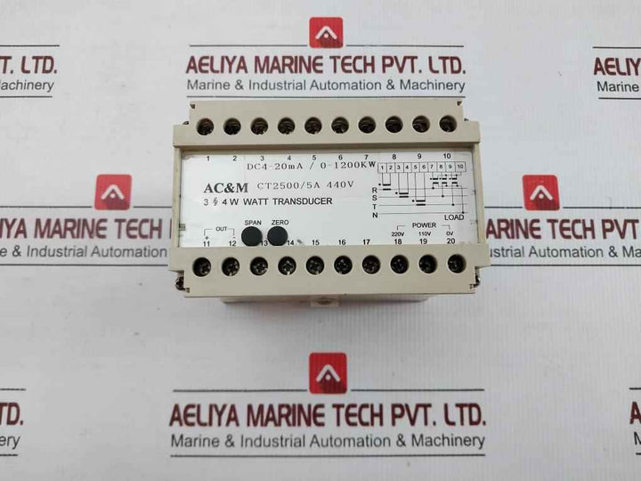 Watt Transducer Tdw-cybaca Input: 3 4W 440V Ct 2500/5A Ac&M
