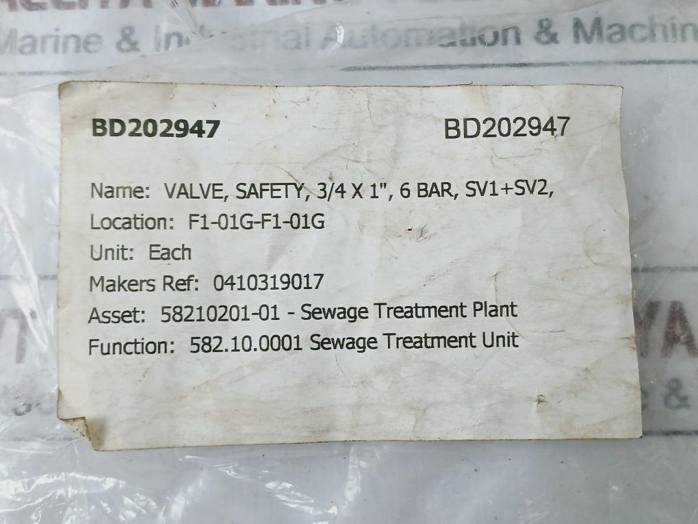 Watts 10004724 Pressure Safety Valve Svw 3/4"-6 Bar Cw617N Ce1115