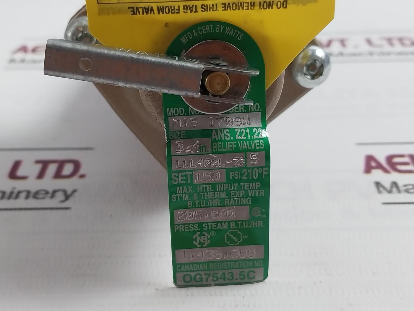 Watts M15 Reseating Temperature And Pressure Relief Valve 150 Psi