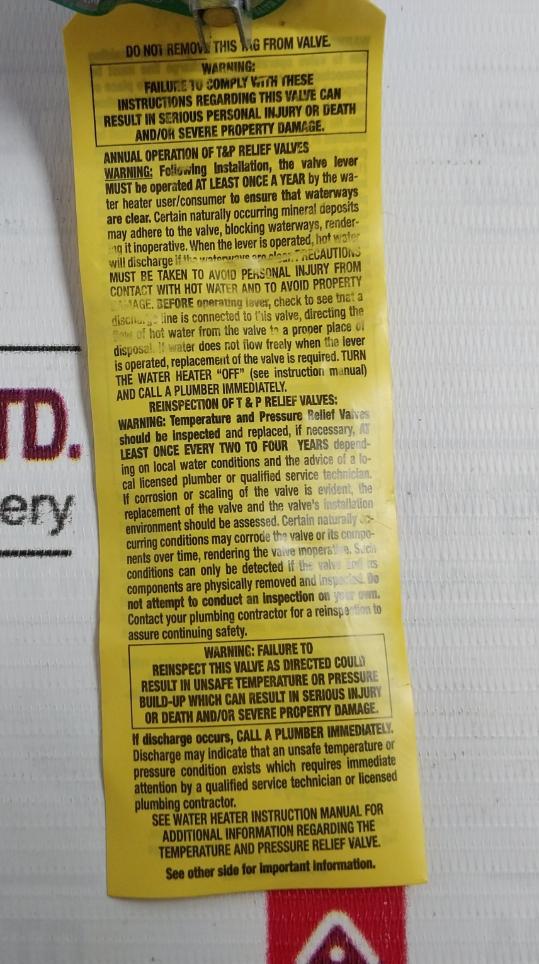 Watts M15 Reseating Temperature And Pressure Relief Valve 150 Psi