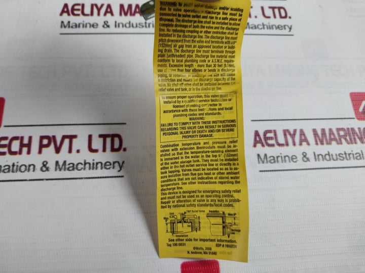 Watts M15 Reseating Temperature And Pressure Relief Valve 150 Psi