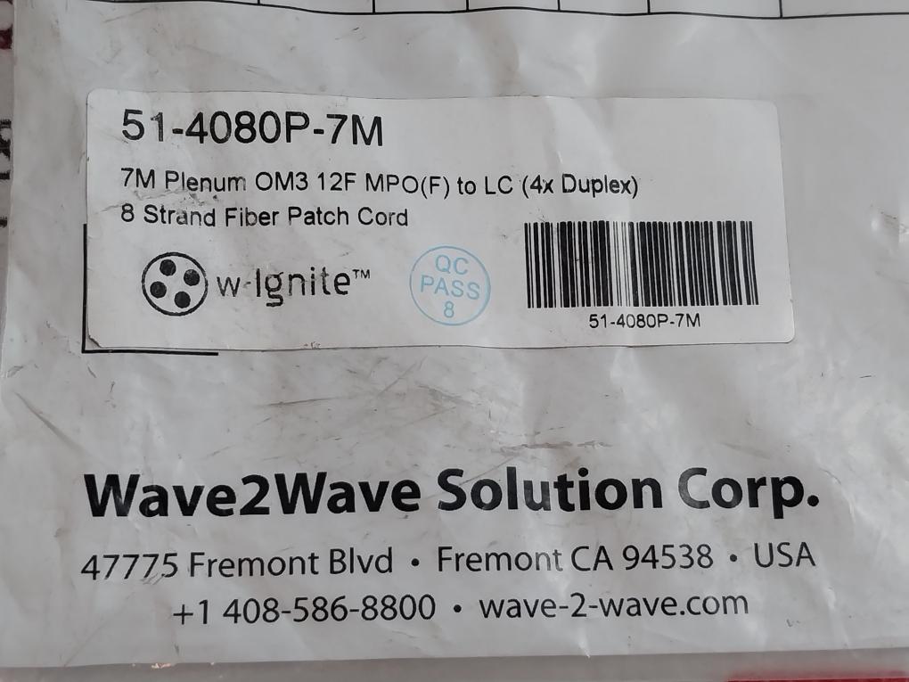 Wave2Wave Solution 8 Strand Fiber Patch Cord 51-4080P-7M