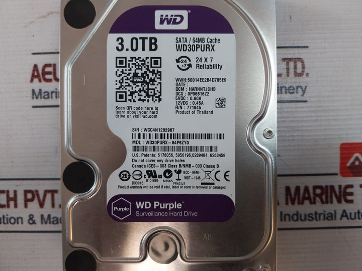 Wd Purple Wd30Purx-64P6Zy0 Surveillance Hard Drive 3.0Tb Rev.A