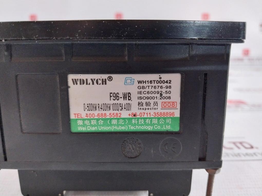 Wdlych F96-wb. Analog Panel Meter 0-500Kw Wdlh20190115318 Gb/T7676-98