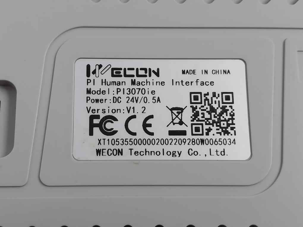 Wecon Pi3070Ie Hmi Touch Panel Dc 24V/0.5A V1.2