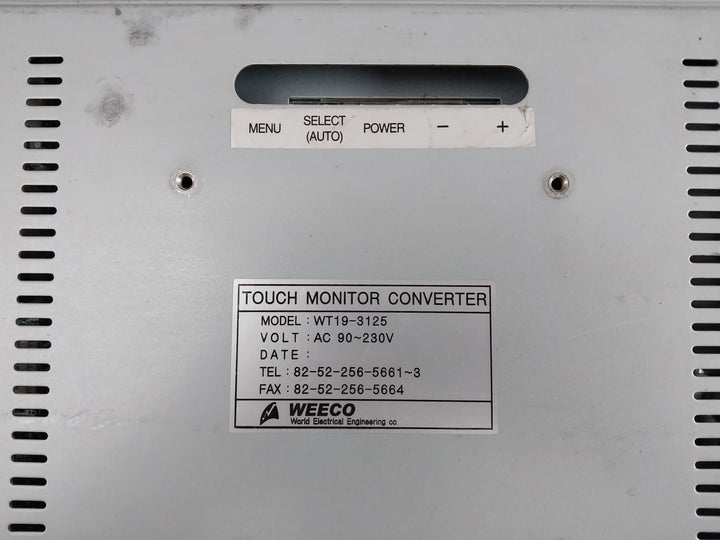Weeco Wt19-3125 Touch Monitor Converter Ac 90-230V 12 Vdc