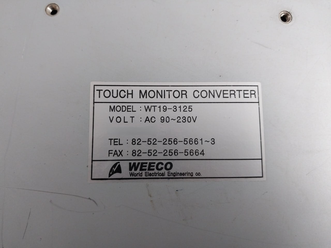Weeco Wt19-3125 Touch Monitor Converter 12Vdc Ac 90-230V (Not Working)