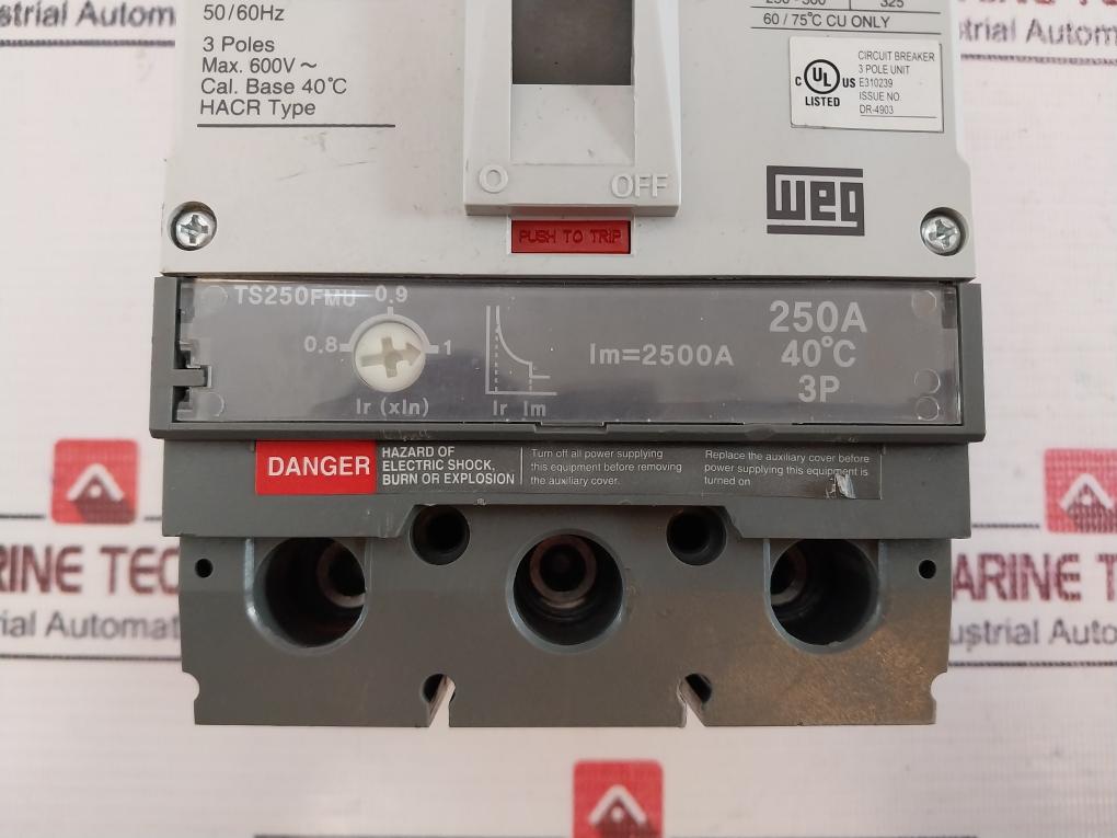 Weg Acw250P 3 Pole Industrial Circuit Breaker 60V~ 50/60Hz