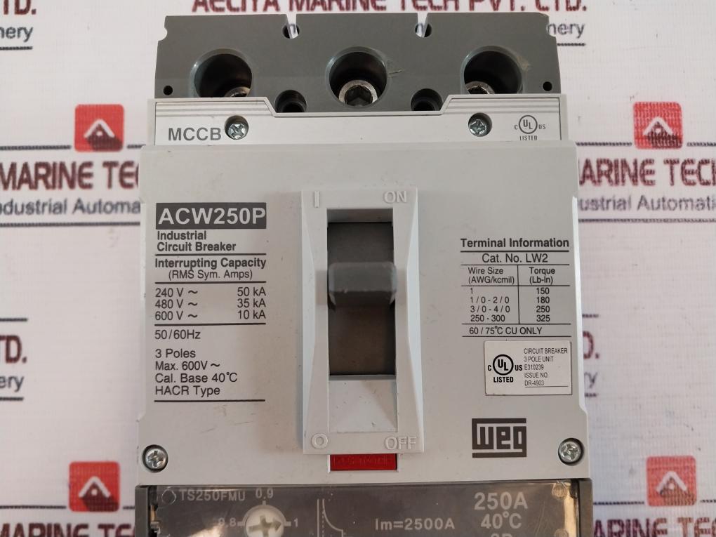 Weg Acw250P 3 Pole Industrial Circuit Breaker 60V~ 50/60Hz