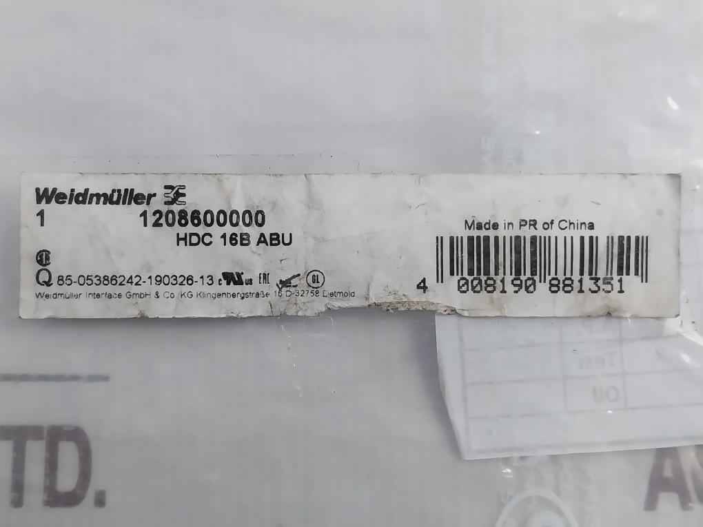 Weidmuller 1208600000 Hdc 16B Abu Rockstar Heavy Duty Connector