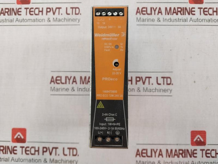 Weidmuller 1469470000 Din-rail Power Supply Pro Eco 72W 24V 3A 100-240V 50/60Hz