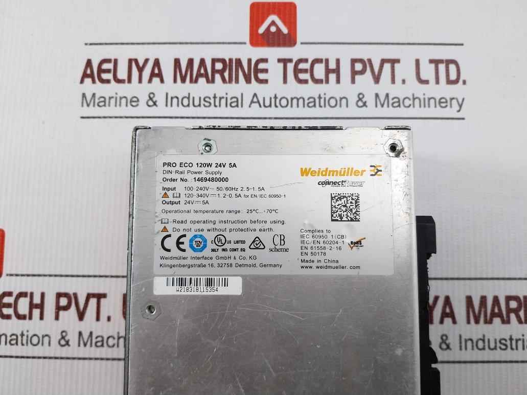 Weidmuller 1469480000 Din-rail Connect Power Supply Module 120w 24v 5a