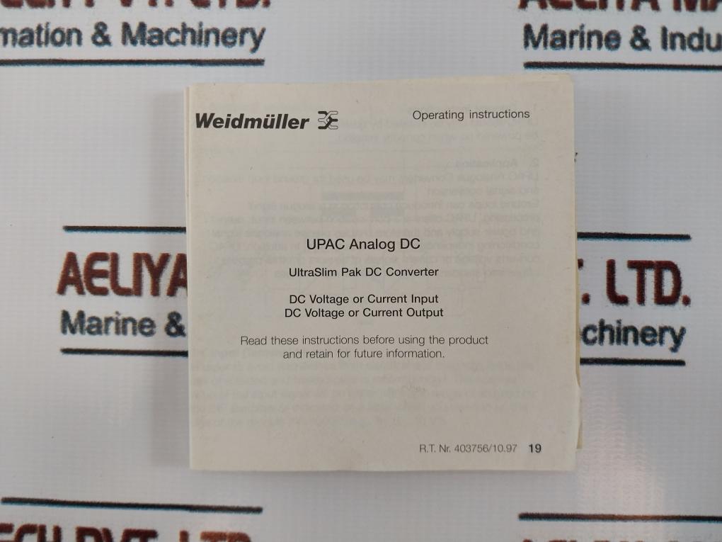 Weidmuller 832709 W408-00A6 Analogue Isolator