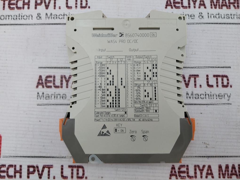 Weidmuller 8560740000 Was4 Pro Dc/Dc Analog Signal Isolator 22 To 230 Vac/Dc