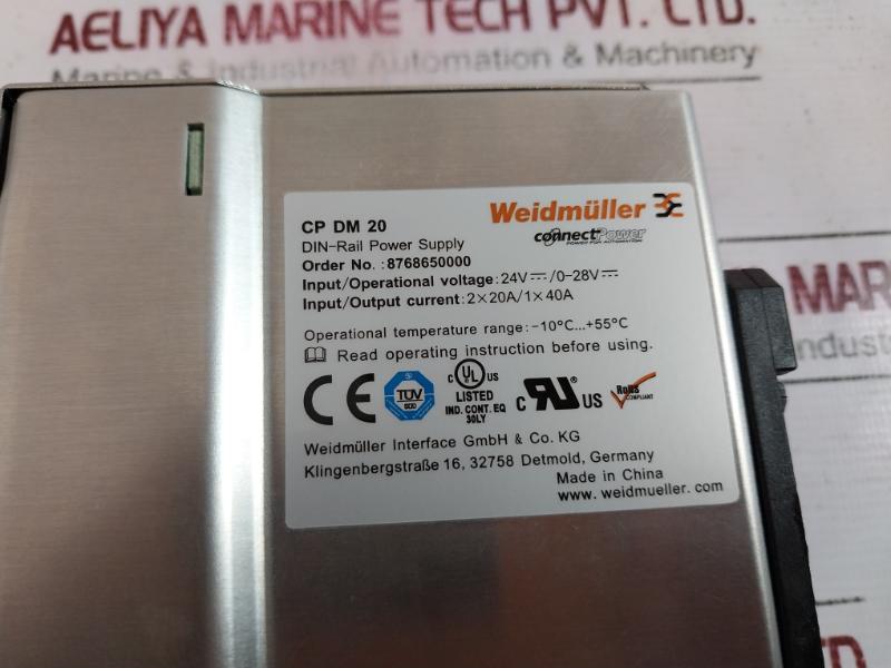 Weidmuller Cp Dm 20 8768650000 Din-rail Power Supply 24vdc/ 0-28vdc