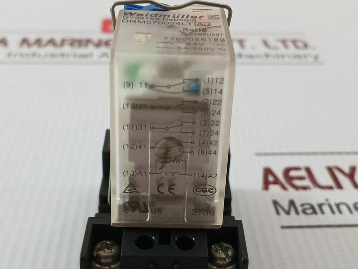 Weidmuller Miniature Plug-in Electromagnetic Relay 24V Drm570024Lt Au