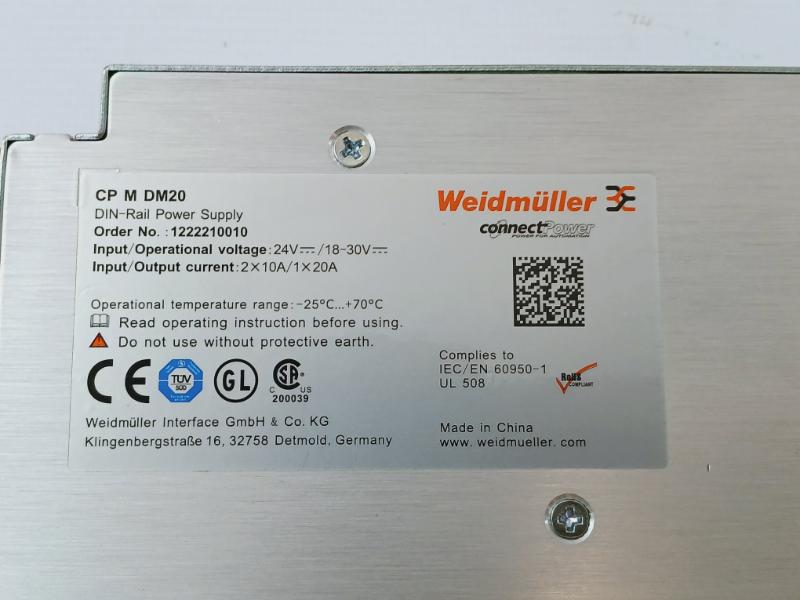 Weidmuller Pro-m Cp M Dm20 Din-rail Power Supply 1222210010 24Vdc/18-30Vdc
