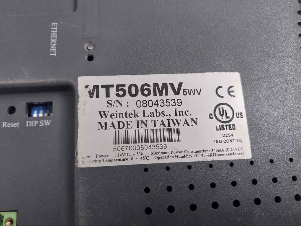 Weintek Mt506Mv Hmi Touch Screen Panel Display 10-90%Rh 370 Ma At 24Vdc