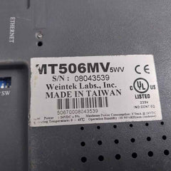 Weintek Mt506Mv Hmi Touch Screen Panel Display 10-90%Rh 370 Ma At 24Vdc