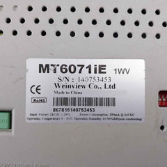 Weinview Mt6071Ie Hmi Display Panel 350Ma 24Vdc 867815140753453
