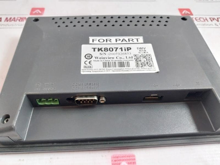 Weinview Tk8071Ip Hmi Display 10.5-28Vdc 300Ma At 24Vdc 0-50°C