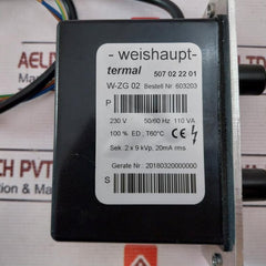 Weishaupt W-zg 02 Ignition Transformer