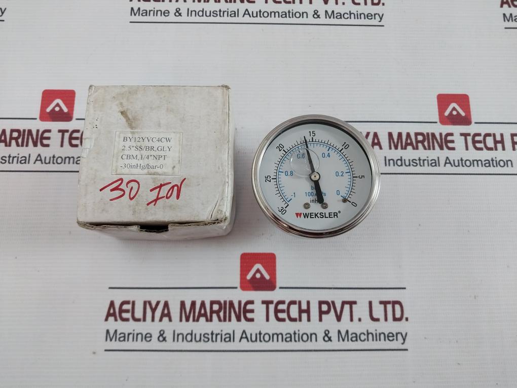 Weksler By12Yvc4Cw Stainless Steel Cased Liquid Filled Vacuum Gauge